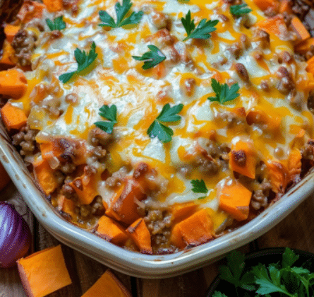 Sweet Potato and Ground Turkey Bake