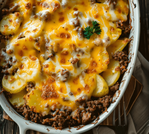 Cheesy Ground Beef & Potato Casserole (One-Pan Dinner!)