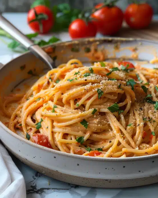 Roasted Tomato and Garlic Ricotta Pasta