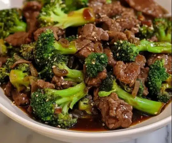 Delicious Beef and Broccoli Stir-Fry served with rice
