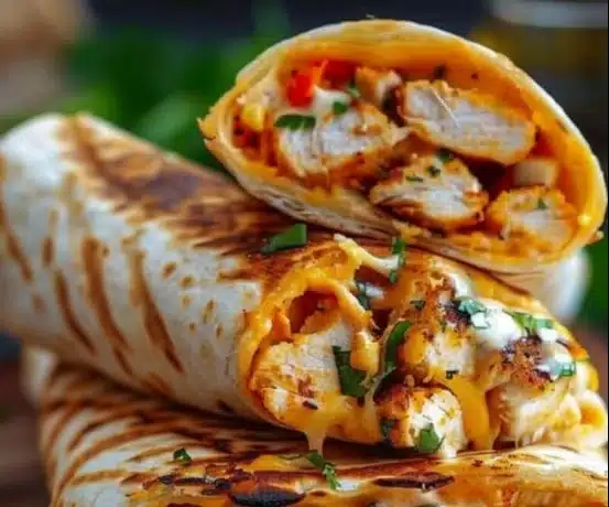 Delicious Cheesy Chicken Wrap ready to be enjoyed