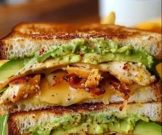 Delicious Chicken Avocado Melt Sandwich with grilled chicken and creamy avocado