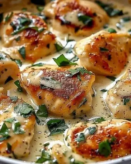 Delicious Chicken Florentine with creamy spinach and Parmesan cheese