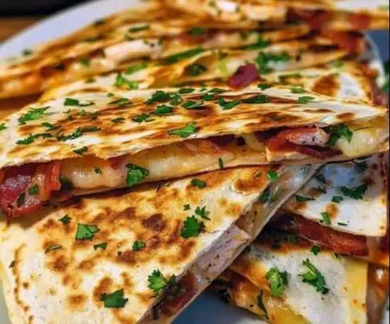 Delicious chicken bacon ranch quesadilla ready to enjoy
