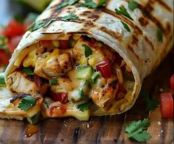 Delicious Easy Chipotle Ranch Grilled Chicken Burritos ready to enjoy