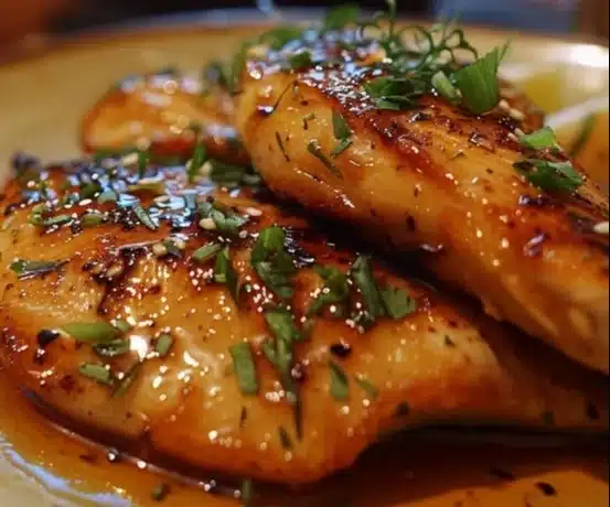 Delicious Honey Garlic Chicken Breasts served with fresh vegetables
