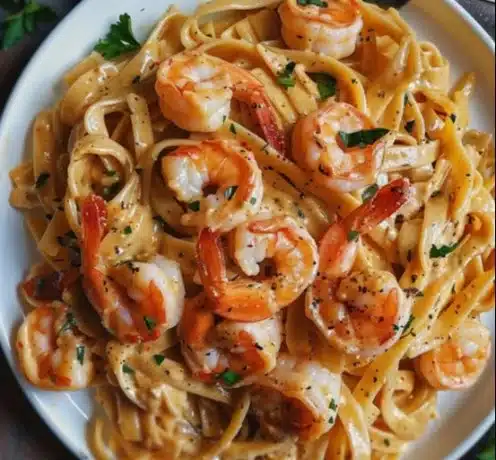 Marry Me Shrimp Pasta dish garnished with herbs and spices