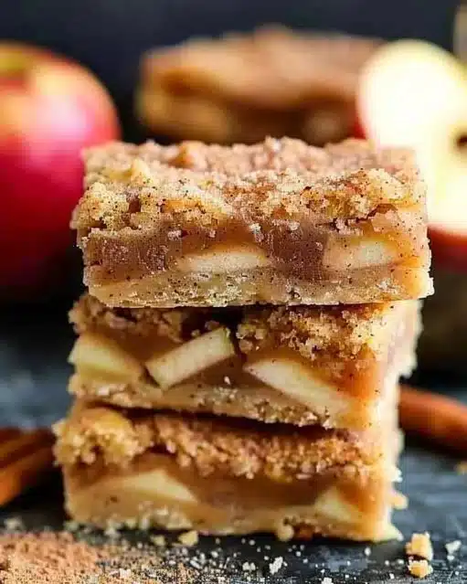 Delicious Apple Snickerdoodle Bars with cinnamon and apple topping