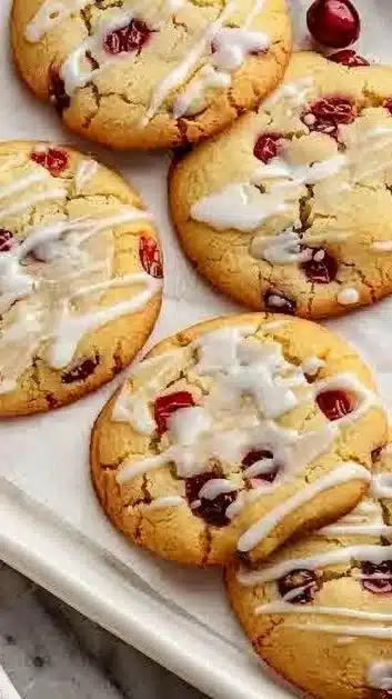 Delicious Christmas Cranberry Orange Cookies on a festive plate
