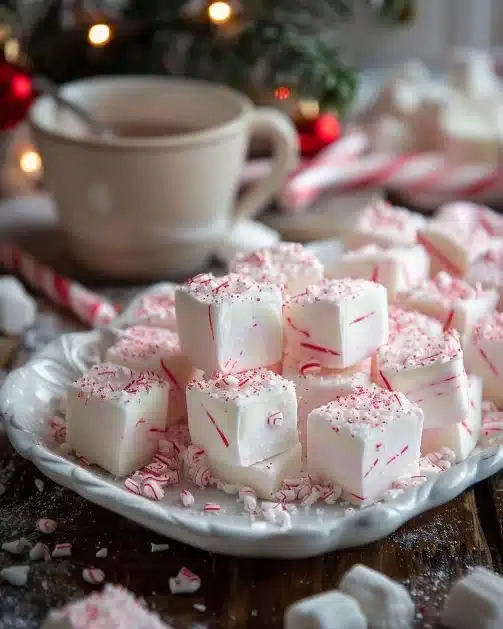 Delicious Candy Cane Marshmallows perfect for festive drinks and desserts