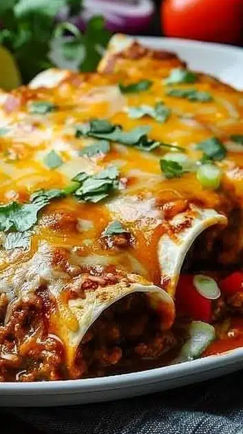 Cheesy Ground Beef Enchiladas