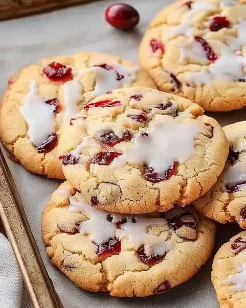 Chewy Christmas Cranberry Orange Cookies decorated for the holidays