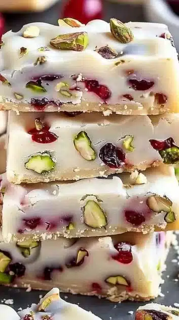 Cranberry Pistachio Shortbread Cookies on a plate