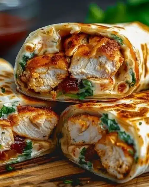 Crispy air fryer chicken wraps with mozzarella in a delicious presentation