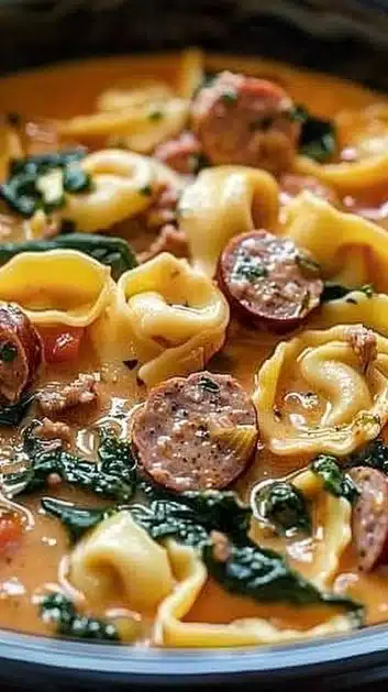 Crockpot Cheese Tortellini and Sausage