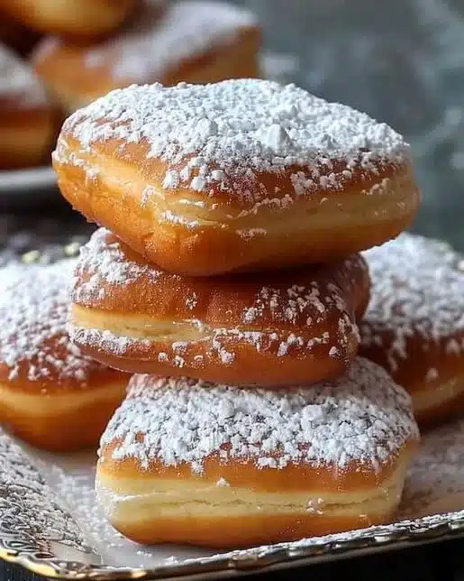 Delicious easy vanilla French beignets dusted with powdered sugar