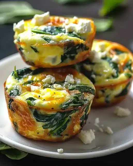 Healthy egg muffins with spinach and feta for a nutritious breakfast option.