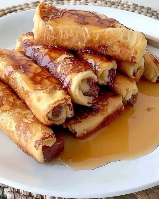 Delicious French Toast Roll-Ups filled with sweet cream and dusted with powdered sugar.