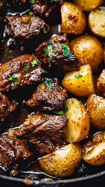 Garlic Butter Beef Bites with Potatoes