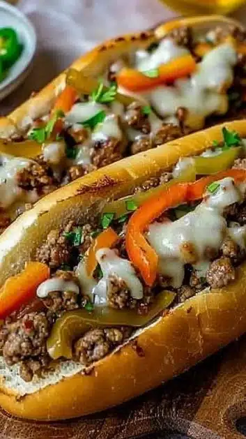 Ground Beef Philly Cheesesteaks
