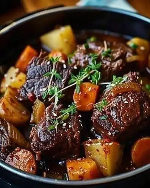 Korean Style Pot Roast with tender beef and flavorful sauce