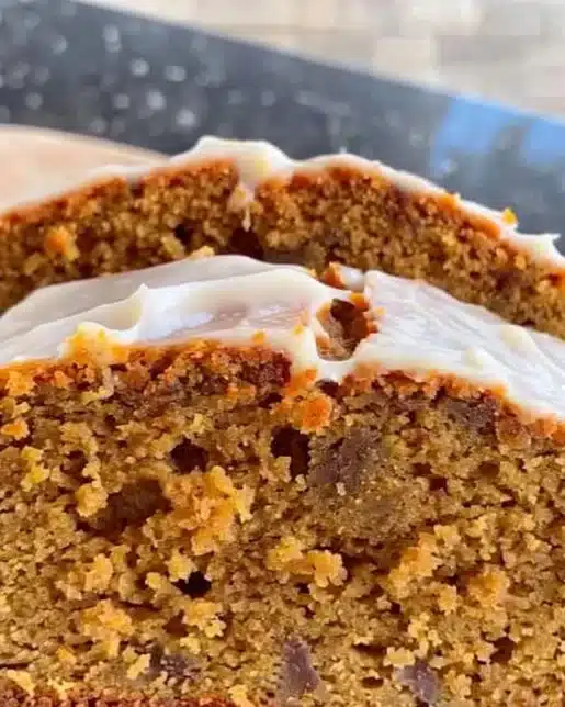 Delicious slice of Pumpkin Banana Bread with autumn spices and bananas