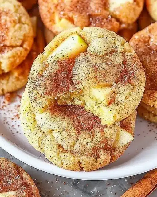 Delicious apple cinnamon snickerdoodle cookies on a plate