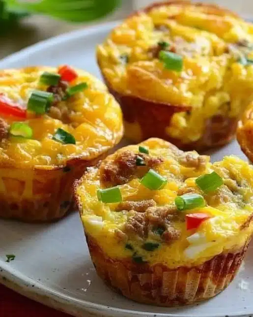 Delicious homemade scrambled egg muffins fresh out of the oven.