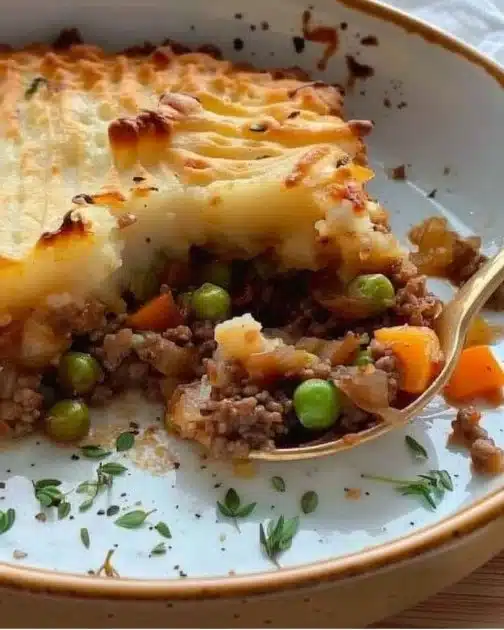 Delicious homemade Shepherd's Pie with meat and mashed potatoes