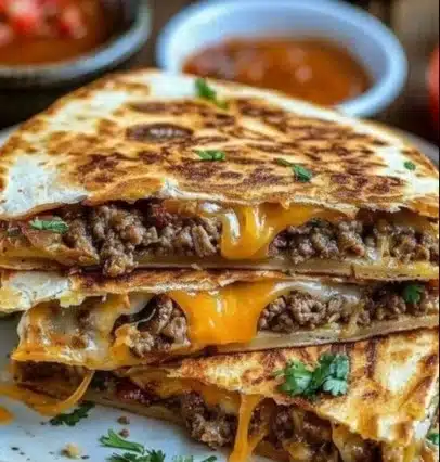 Delicious Smashburger Quesadillas loaded with cheese and savory ingredients.