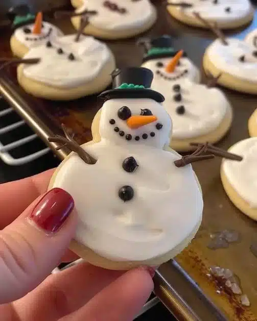 Decorative snowman sugar cookies perfect for winter celebrations