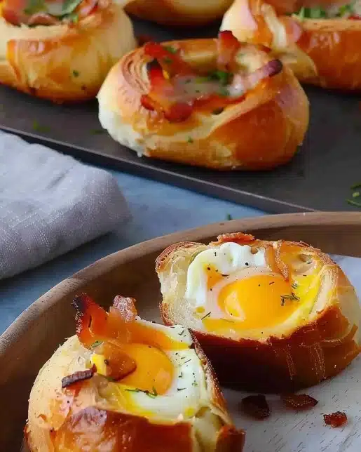 Delicious stuffed breakfast buns filled with savory ingredients.