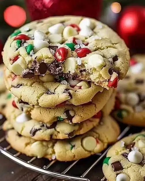 Delicious Winter Wonderland Chocolate Chip Cookies with melted chocolate chips