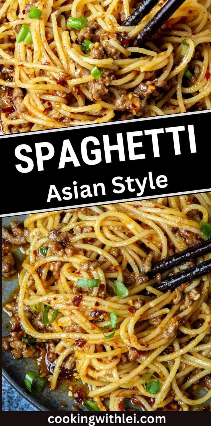 Asian-style Ground Beef Spaghetti