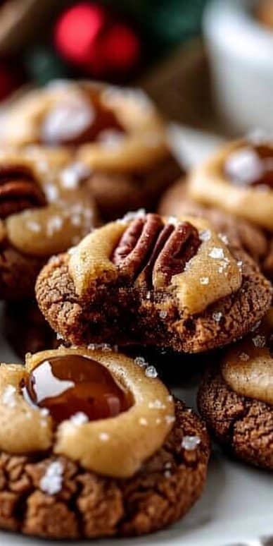 Gingerbread Maple Pecan Thumbprint Cookies