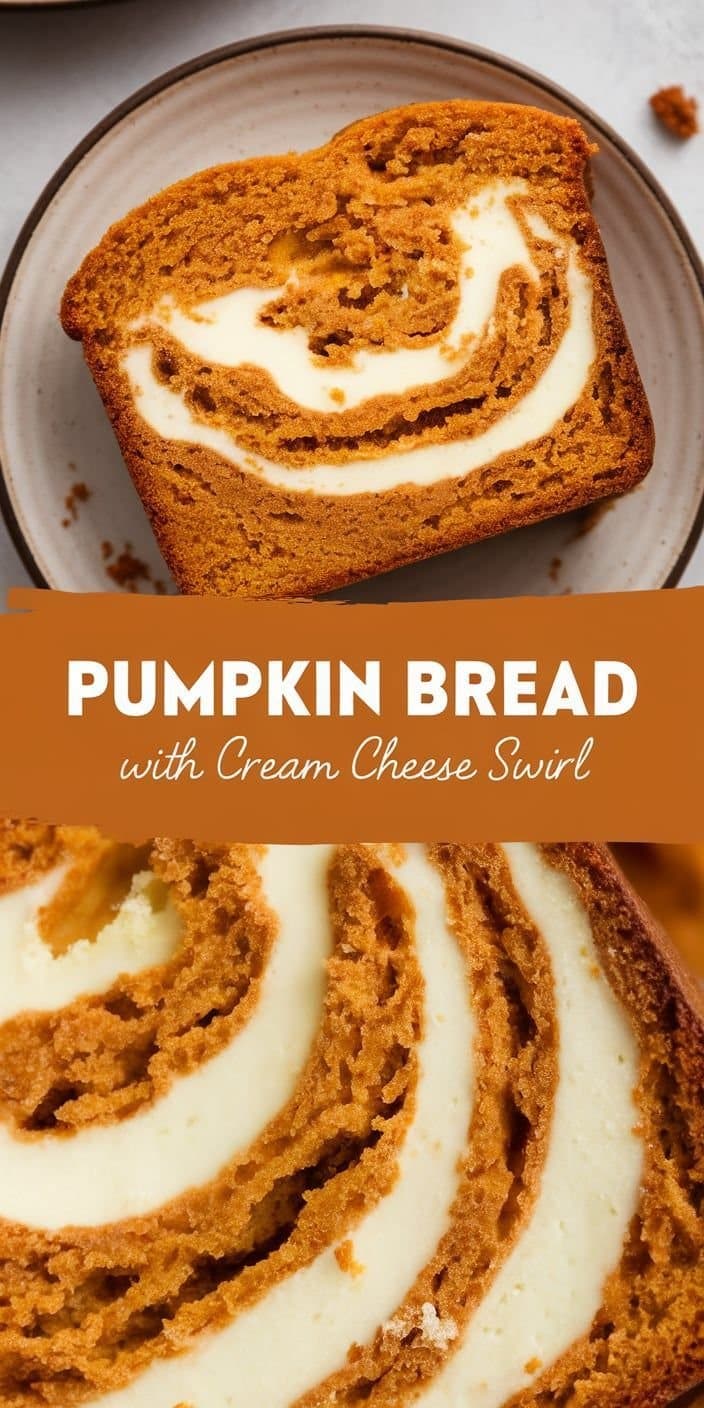 Pumpkin Bread with Cream Cheese Swirl