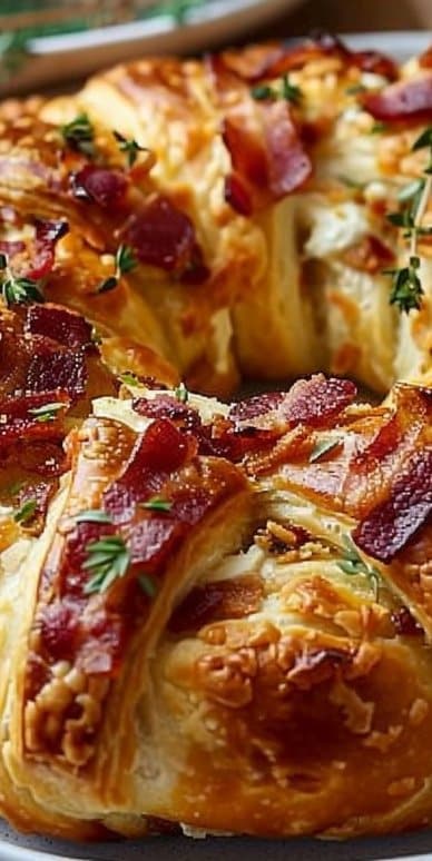 Beef Bacon Brie Crescent Wreath Easy Appetizer For Holiday
