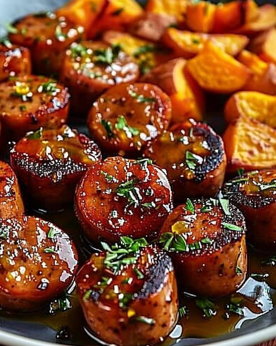 Honey Garlic Sausage with Sweet Potatoes