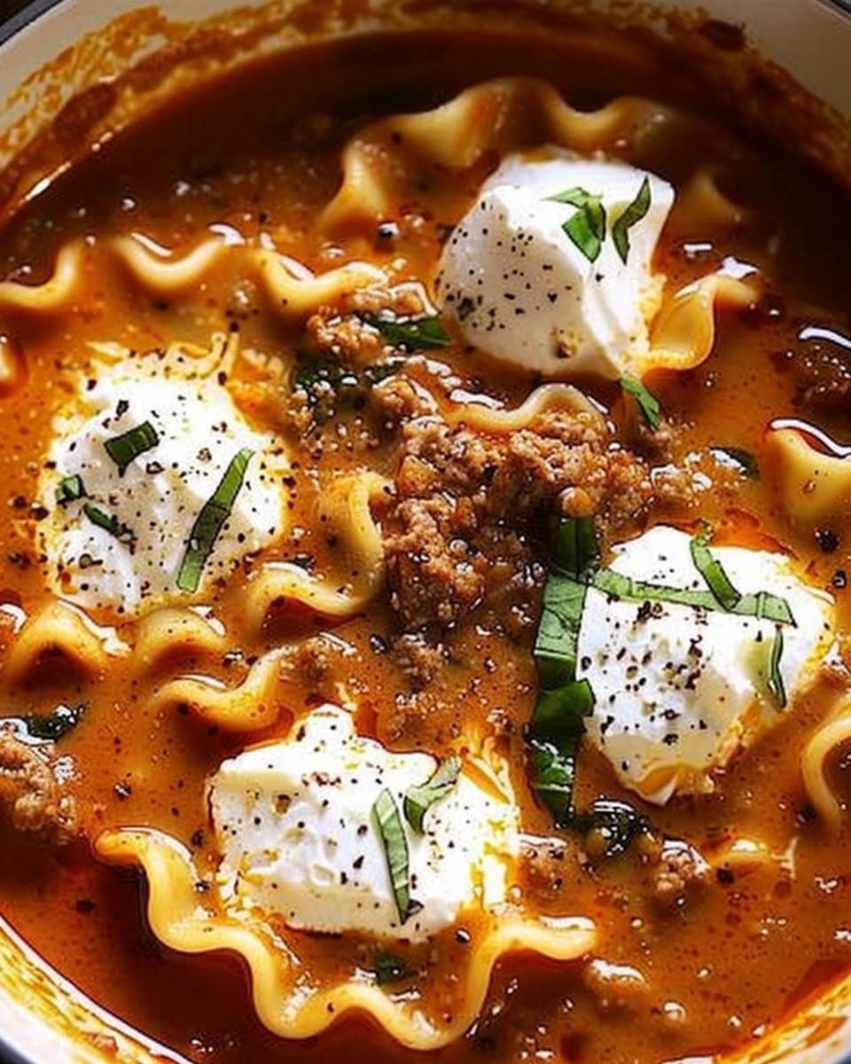 Mouthwatering One Pot Lasagna Soup