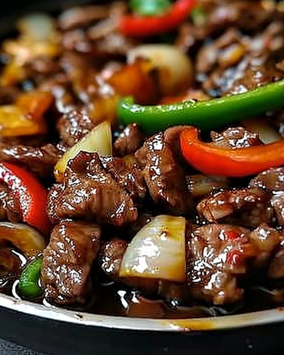 Sizzling Chinese Pepper Steak with Onions