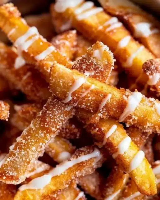 Air Fryer Apple Fries served in a bowl with caramel dipping sauce