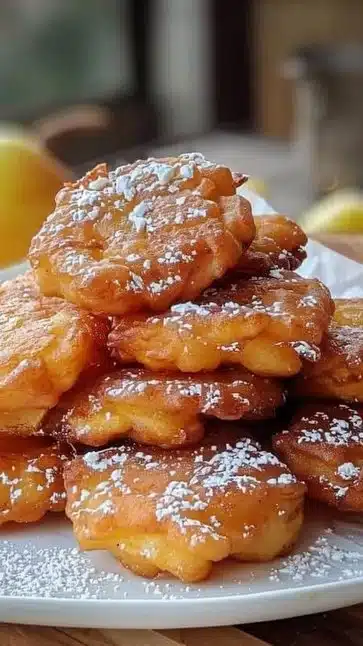 Delicious air fryer apple fritters served on a plate.