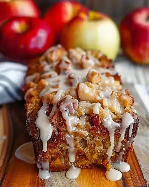 Amish Apple Fritter Bread with apples and cinnamon
