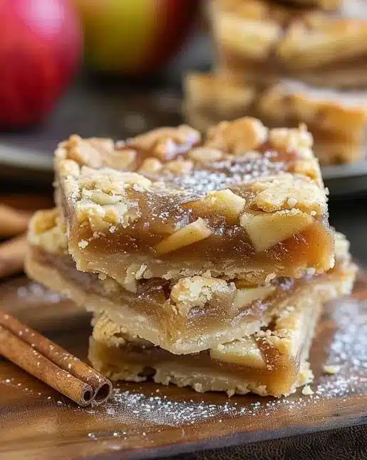 Delicious apple pie bars with a golden crust and cinnamon apple filling