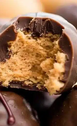Delicious homemade Buckeyes made with peanut butter and chocolate.