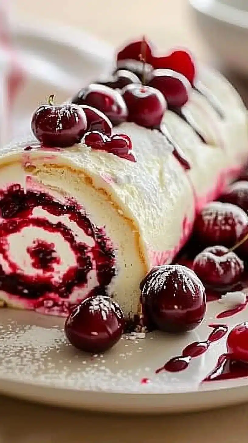 Cherry Cheesecake Cake Roll
