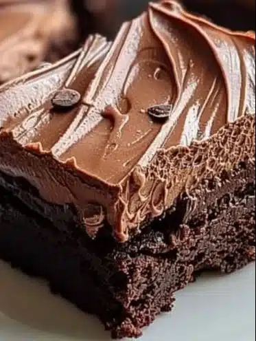 Delicious chocolate mousse brownies topped with rich chocolate mousse
