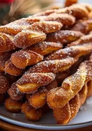 Delicious cinnamon sugar pretzel sticks ready for the holiday season