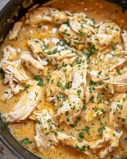 Crockpot Chicken & Gravy cooked to perfection in a slow cooker.