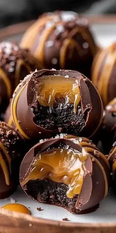 Delicious salted caramel fudge truffles in a decorative box